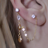 Double Piercing Teardrop Chain Sterling Silver