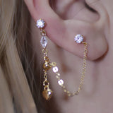 Double Piercing Teardrop Chain Sterling Silver