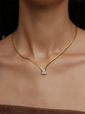 Trendy Snake Chain Necklace with Teardrop Cubic Zirconia