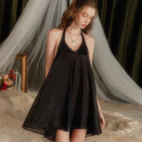 Sexy Purple Halter Babydoll Sleepwear | Backless A-Line Mini Nightdress for Women