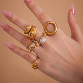 Stainless Steel Heart Ring – Minimalist Serpent Open Band, Adjustable Titanium Steel Statement Ring