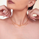 18K Gold Plated Stainless Steel Double-Layer Necklace – Starburst Zircon Pendant, Minimalist Choker