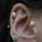 Turquoise Circle Cartilage Stud 925 Sterling Silver