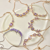 Midsummer Night’s Dream Purple Zircon Butterfly & Pearl Bracelet – Vintage-Inspired Sparkling Dreamy Design