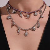 Kyanite Moon & Sea Turtle Necklace – 18K Gold Plated Stainless Steel, Beachy Minimalist Shell Pendant, Vacation Jewelry