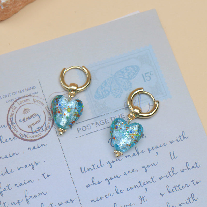 heart charm hoop earrings