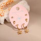 Three-Pair Titanium Steel Stud Earrings – Dazzling Cubic Zirconia, Stylish Design