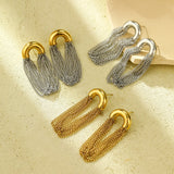 Curved Chain Tassel C-Shaped Earrings