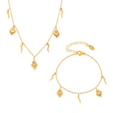 Chili Pepper Heart Necklace & Dainty Bracelet