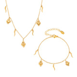 Layered Necklace & Dainty Bracelet – 18K Gold Plated Stainless Steel Minimalist Jewelry