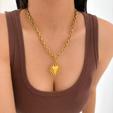 Sun Pendant Necklace & Earrings