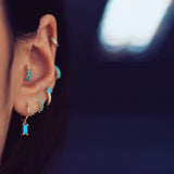 Blue Drop Mini Hoop 925 Sterling Silver