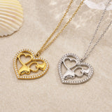 18K Gold Plated Stainless Steel Heart Zircon Pendant Necklace – Trendy & Versatile