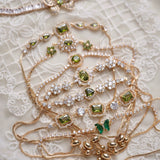 Original Olive Green Zircon Bracelet – Vintage Inspired Dainty Micro-Pave Jewelry, Unique Minimalist Design