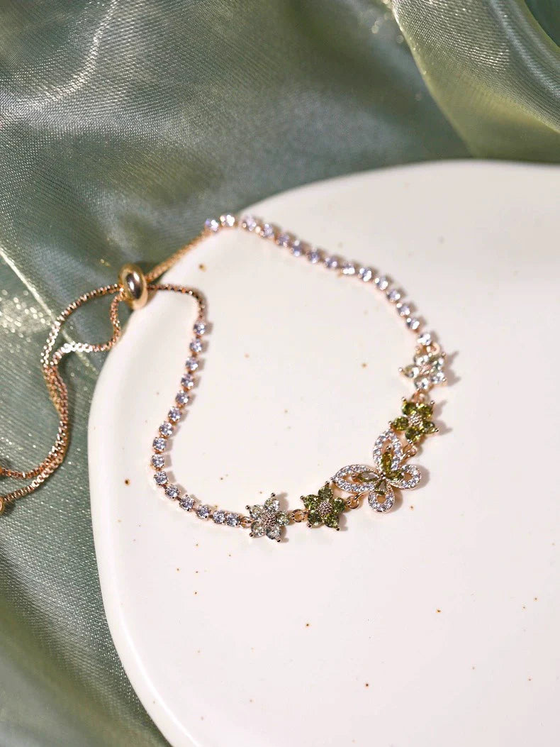 Original Olive Green Zircon Bracelet – Vintage Inspired Dainty Micro-Pave Jewelry, Unique Minimalist Design Original Olive Green Zircon Bracelet – Vintage Inspired Dainty Micro-Pave Jewelry, Unique Minimalist Design