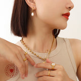 French Vintage Pearl Hoop Earrings – 18K Gold Plated Titanium Steel, Elegant Minimalist Jewelry for Women