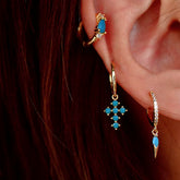Turquoise Cross Cartilage Hoop