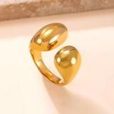 Irregular Open Ring for Women – Polished Stainless Steel Adjustable Band, Modern Minimalist Fashion Jewelry