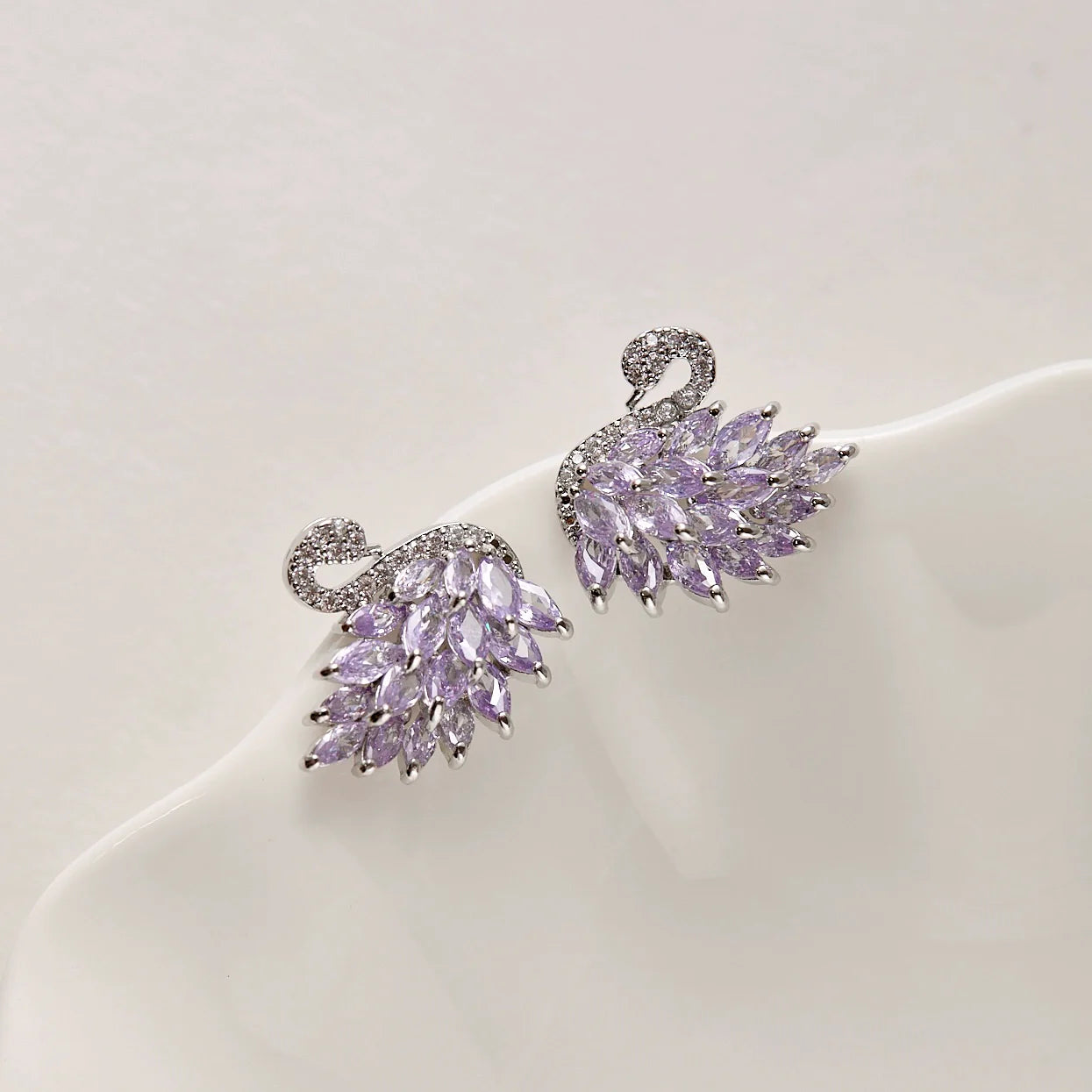 Midsummer Night’s Dream Collection – Vintage Swan Jewelry with Sparkling Purple Zircon (Stud Earrings, Ear Cuff, Necklace, Bracelet) Midsummer Night’s Dream Collection – Vintage Swan Jewelry with Sparkling Purple Zircon (Stud Earrings, Ear Cuff, Necklace, Bracelet)