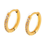 Minimalist Zircon Huggie Hoop Earrings – PVD 18K Gold Plated Titanium Steel, Tarnish-Free Everyday Jewelry for Women