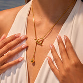 Geometric Circle Pendant Necklace – Long Y-Shaped Stainless Steel Jewelry