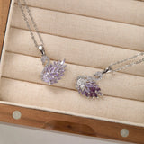 Midsummer Night’s Dream Collection – Vintage Swan Jewelry with Sparkling Purple Zircon (Stud Earrings, Ear Cuff, Necklace, Bracelet)