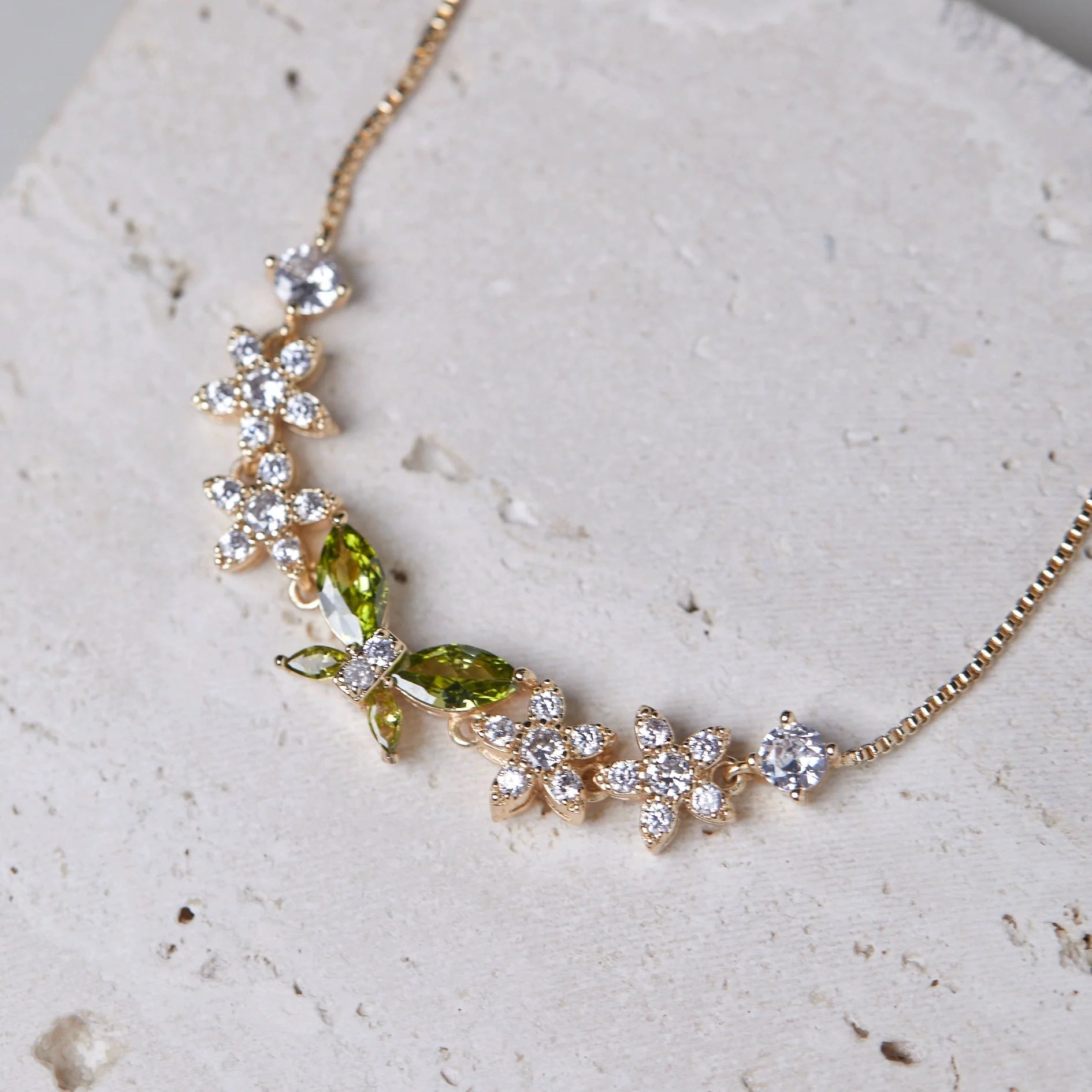 Misty Forest Olive Green Zircon Butterfly Bracelet – Unique Designer Sparkling Jewelry Misty Forest Olive Green Zircon Butterfly Bracelet – Unique Designer Sparkling Jewelry