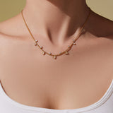 Heart-Shaped CZ Pendant Layered Necklace – Stainless Steel, Luxurious & Elegant