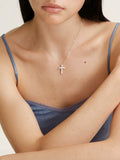 S925 Sterling Silver High-Carbon Moissanite Cross Pendant Necklace
