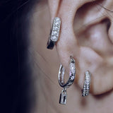 Geometric Pearl Pavé Hoop