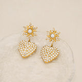 Sparkling Luxe Sun Heart Pendant Studs