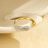 Open Heart Teardrop Ring – Zircon Accent Titanium Steel, Waterproof Minimalist Statement Jewelry for Women