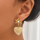 Sparkling Luxe Sun Heart Pendant Studs
