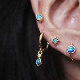 Turquoise Blue Vintage Ear Hoop Sterling Silver