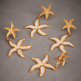 Large & Small Starfish Earrings – 18K Gold Plated Stainless Steel, PVD Coating, Statement Fashion Jewelry
