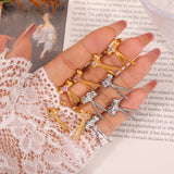 Korean-Japanese Style Bowknot Earrings – 18K Gold Plated Titanium Steel, Colorful Zircon Inlaid, Dainty Luxury Statement Studs