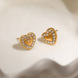 Vintage Heart Stud Earrings