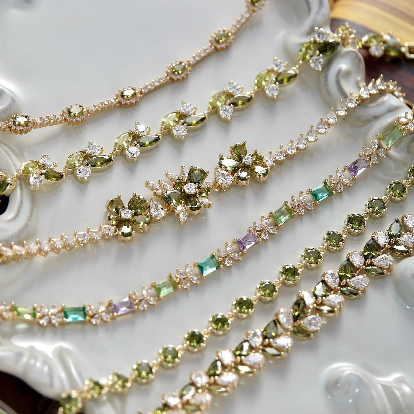 Misty Forest Olive Green Zircon Bracelet – Vintage-Inspired Forest Chic Luxury Jewelry Misty Forest Olive Green Zircon Bracelet – Vintage-Inspired Forest Chic Luxury Jewelry