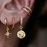 Star Moon Vintage Ear Cuff 925 Sterling Silver