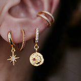 Star Moon Vintage Ear Cuff 925 Sterling Silver