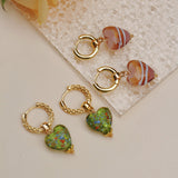 handmade heart charm hoop earrings