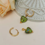 handmade heart charm hoop earrings