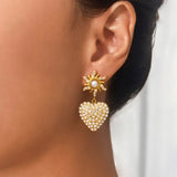 Sparkling Luxe Sun Heart Pendant Studs