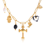 Vintage Freshwater Pearl Cross Necklace – 18K Gold-Plated Stainless Steel