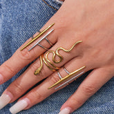 Stainless Steel Snake Ring – Minimalist Serpent Open Band, Adjustable Titanium Steel Statement Ring