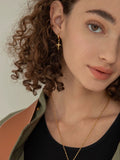 Gold Sparkle Mini Cross Hoop Earrings
