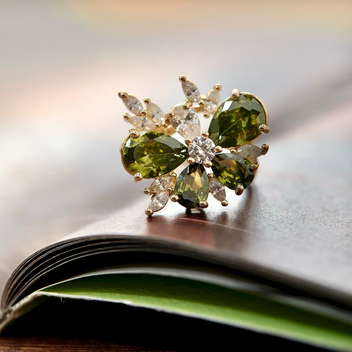 Misty Forest Olive Green Zircon Jewelry Set – Earrings, Ear Cuffs, Bracelet & Necklace, Vintage Forest-Inspired Design Misty Forest Olive Green Zircon Jewelry Set – Earrings, Ear Cuffs, Bracelet & Necklace, Vintage Forest-Inspired Design