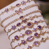 Original Purple Crystal Butterfly Bracelet – Vintage Inspired Dainty Zircon Jewelry, Unique Feminine Design