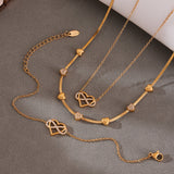 Infinity Heart Pavé Necklace & Bracelet – Dainty Layered Chains, PVD Gold Stainless Steel
