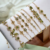 Original “Misty Forest” Butterfly Bracelet – Vintage Olive Green Zircon Jewelry, Unique Nature-Inspired Design